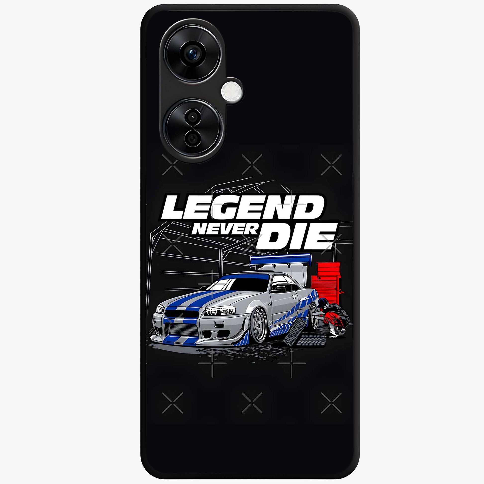 Midnight Racing Legacy Glass Case for 1+Nord CE 3 Lite bold front view featuring racing inspired artwork in dark tones