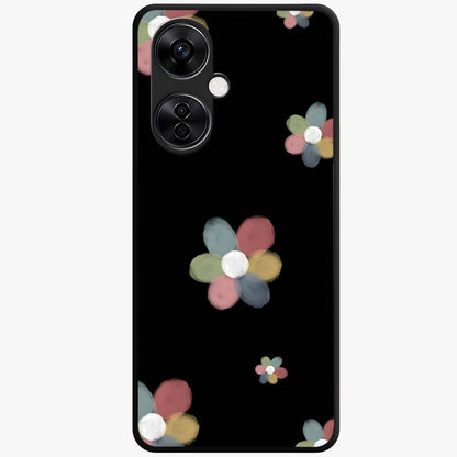 Minimal Floral Charm Glass Case for 1+Nord CE 3 Lite clean front view featuring simple floral artwork with elegant detailing
