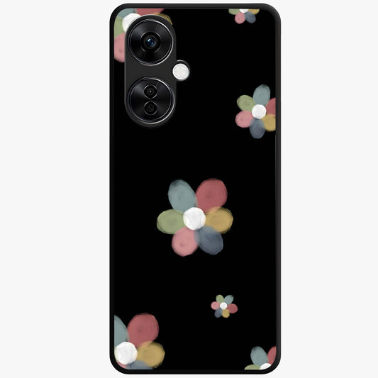 Minimal Floral Charm Glass Case for 1+Nord CE 3 Lite clean front view featuring simple floral artwork with elegant detailing