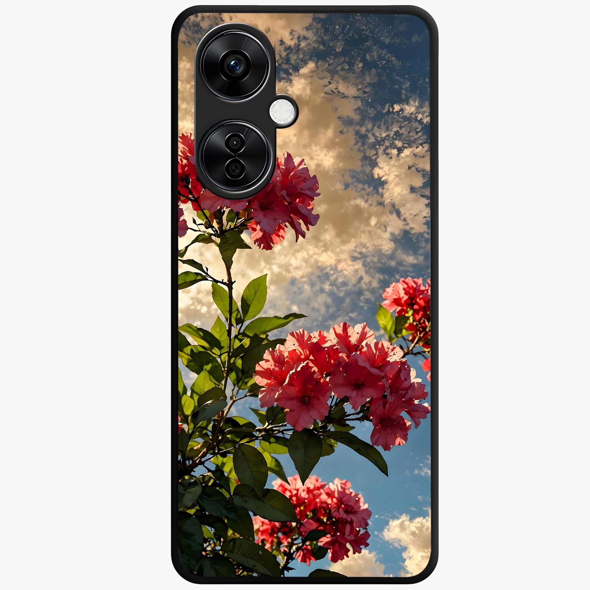 Moonlit Blossom Charm Glass Case for 1+Nord CE 3 Lite elegant front view featuring floral artwork under soft moonlight tones