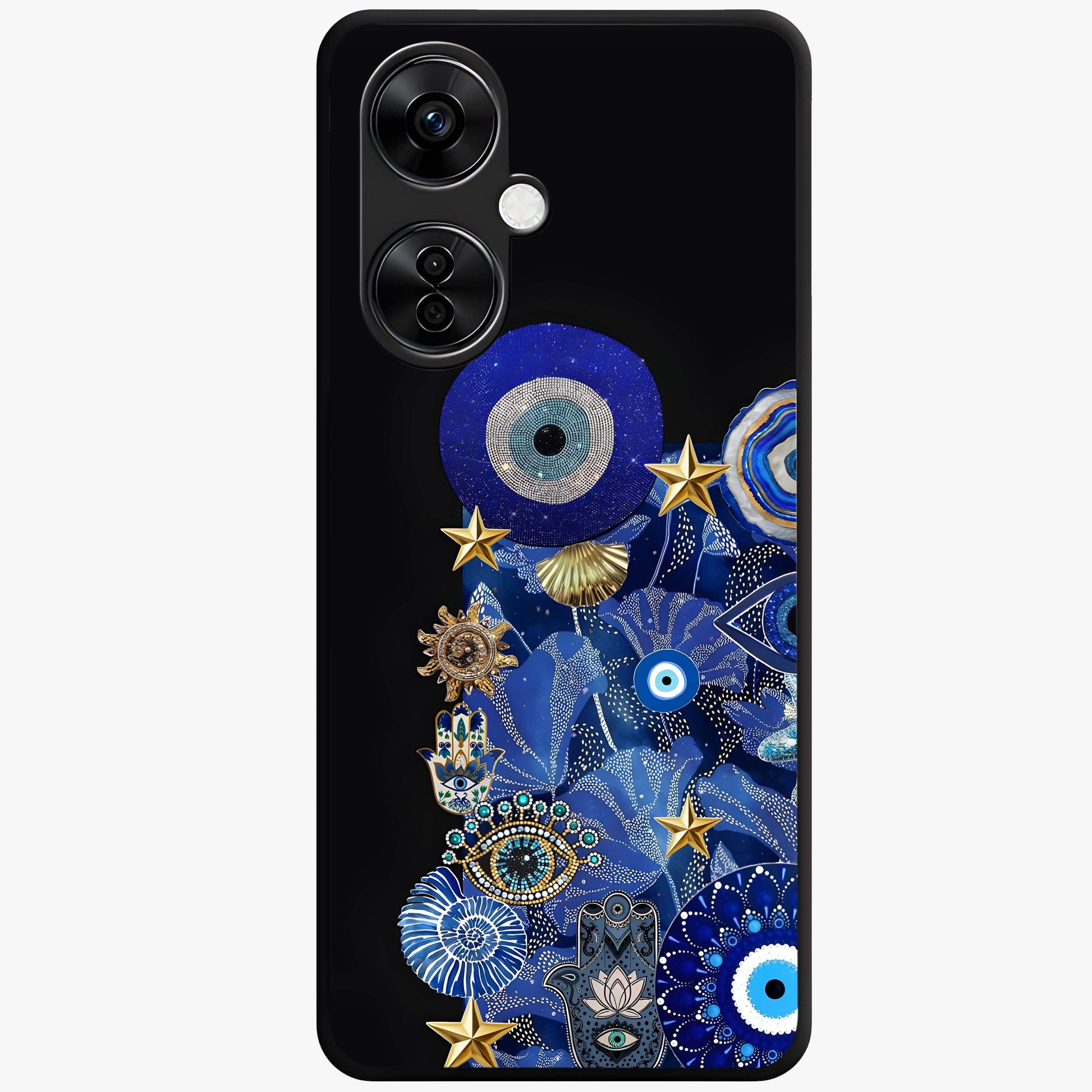 Mystic Ocean Eye Glass Case for 1+Nord CE 3 Lite vibrant front view featuring ocean inspired eye artwork in blue tones