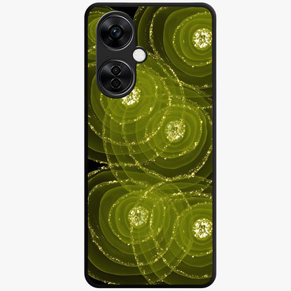 Neon Orbit Bloom Marble Glass Case for 1+Nord CE 3 Lite artistic front view featuring marble texture with neon orbit accents