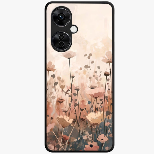 Pastel Wildflowers Glass Case for 1+Nord CE 3 Lite cheerful front view featuring colorful wildflower artwork in pastel tones