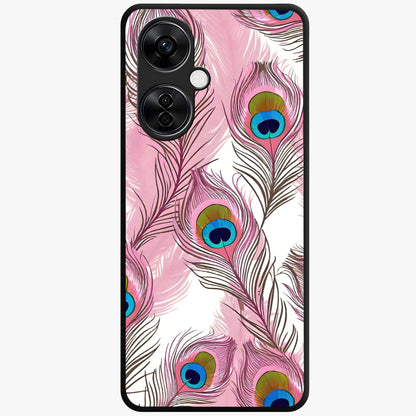Peacock Feathers Floating Glass Case for 1+Nord CE 3 Lite artistic front view featuring floating feather artwork with rich colors