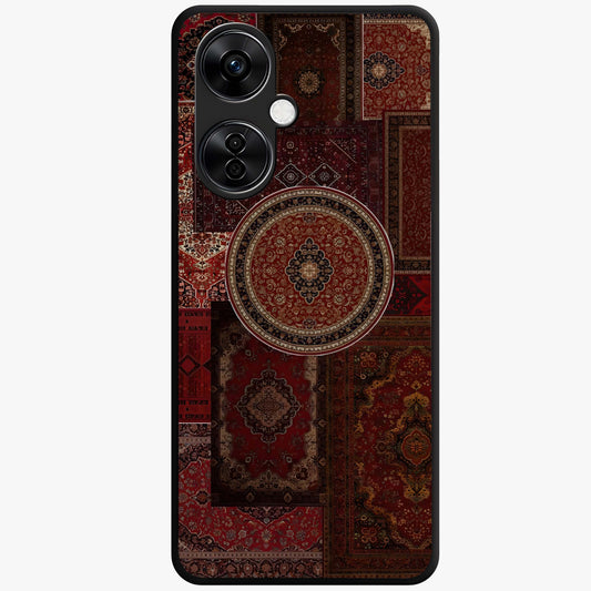Persian Heritage Collage Glass Case for 1+Nord CE 3 Lite rich front view featuring intricate Persian inspired collage artwork