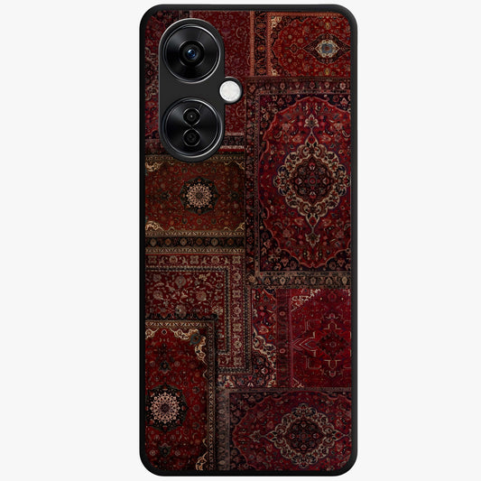 Persian Velvet Tale Glass Case for 1+Nord CE 3 Lite luxurious front view featuring velvet inspired Persian pattern artwork