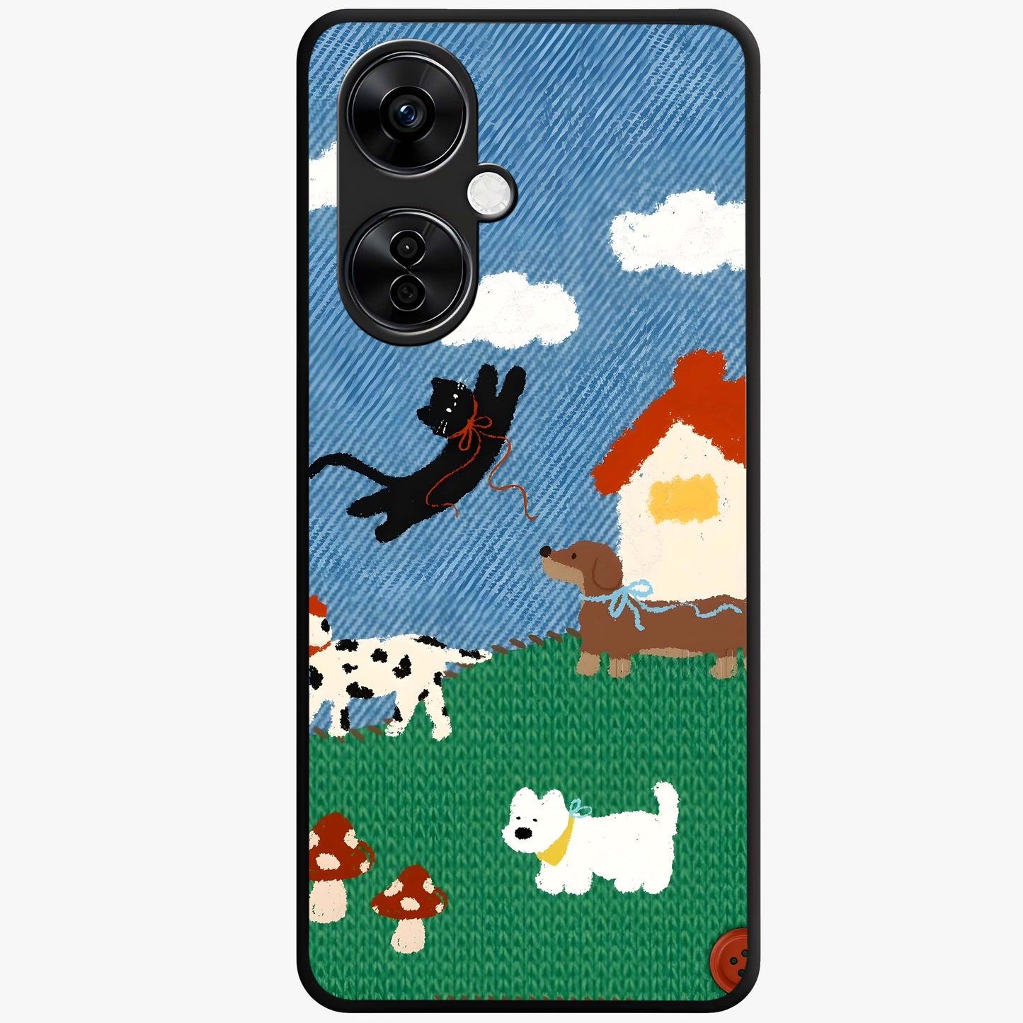 Pet Adventures Glass Case for 1+Nord CE 3 Lite playful front view featuring cute pet themed artwork