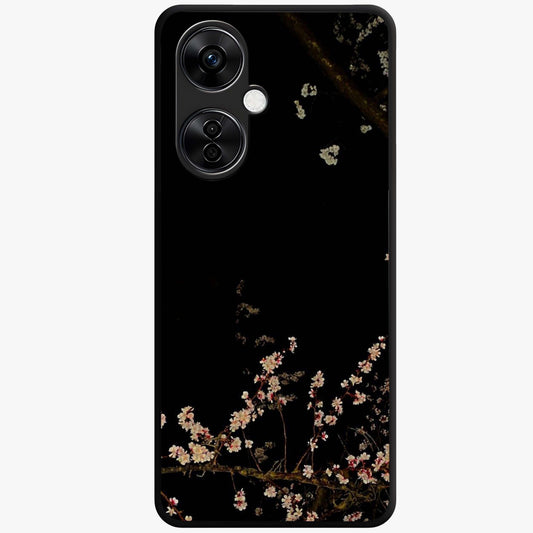 Petal Moon Light With Custom Name Glass Case for 1+Nord CE 3 Lite graceful front view featuring floral artwork under moonlight with personalized name design