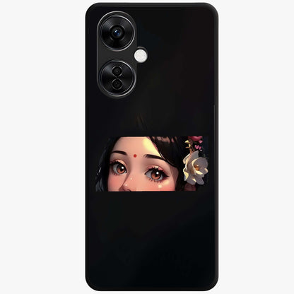 Radha Divine Embrace Glass Case for 1+Nord CE 3 Lite devotional front view featuring graceful Radha inspired artwork
