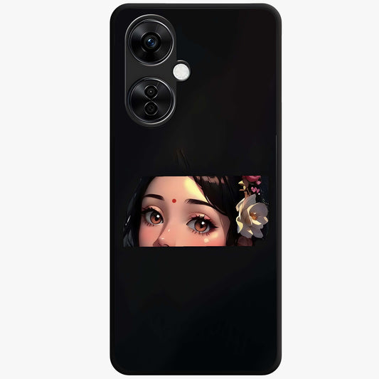 Radha Divine Embrace Glass Case for 1+Nord CE 3 Lite devotional front view featuring graceful Radha inspired artwork