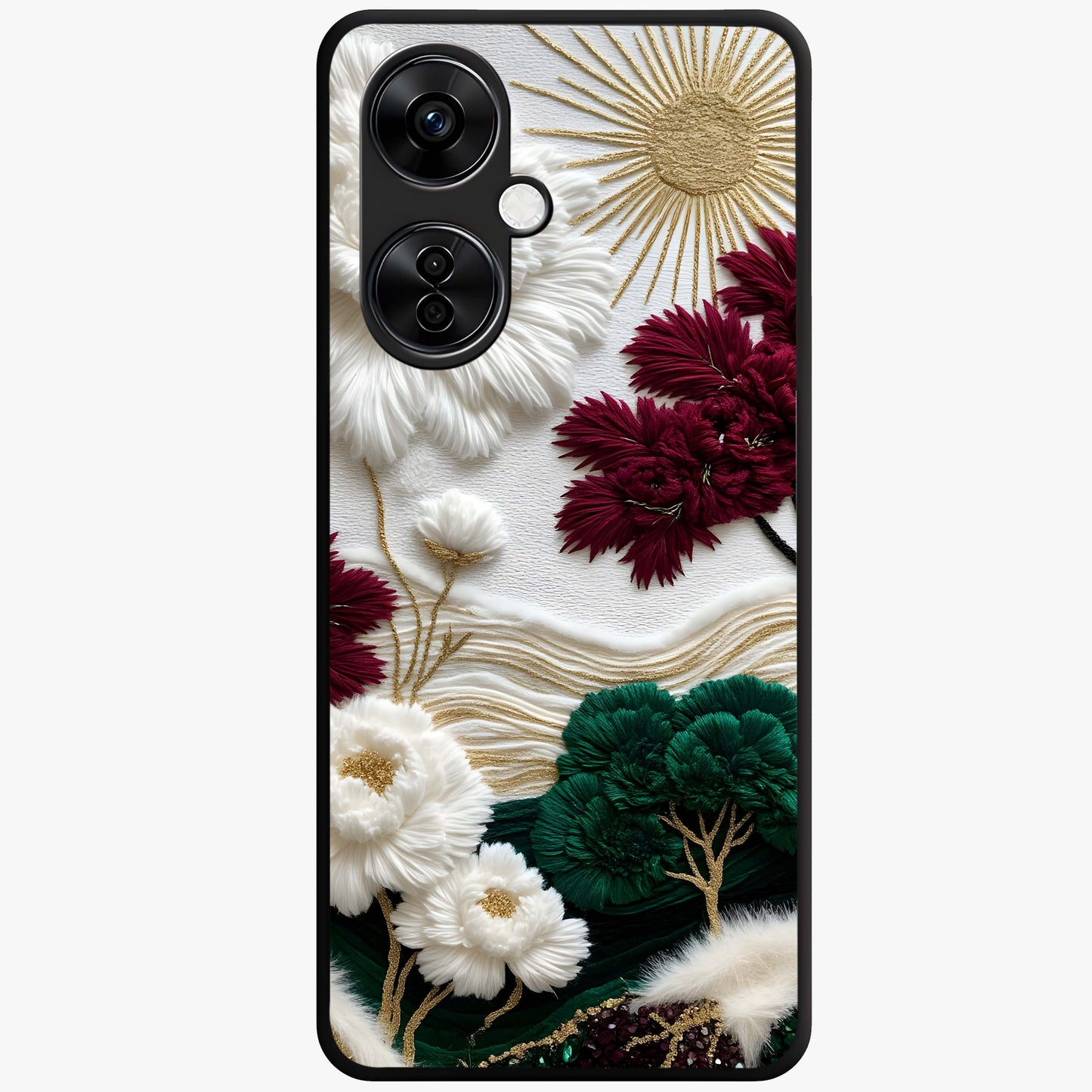 Radiant Bloom Elegance Glass Case for 1+Nord CE 3 Lite elegant front view featuring luminous floral artwork