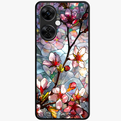 Radiant Bloom Glow Glass Case for 1+Nord CE 3 Lite vibrant front view featuring glowing floral artwork in warm tones