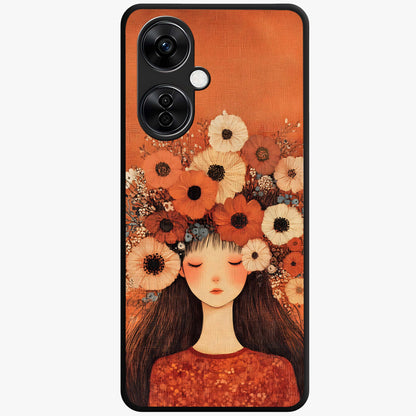 Radiant Flower Thoughts Glass Case for 1+Nord CE 3 Lite soft front view featuring delicate floral artwork with artistic vibe