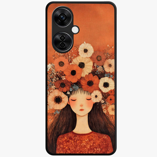 Radiant Flower Thoughts Glass Case for 1+Nord CE 3 Lite soft front view featuring delicate floral artwork with artistic vibe