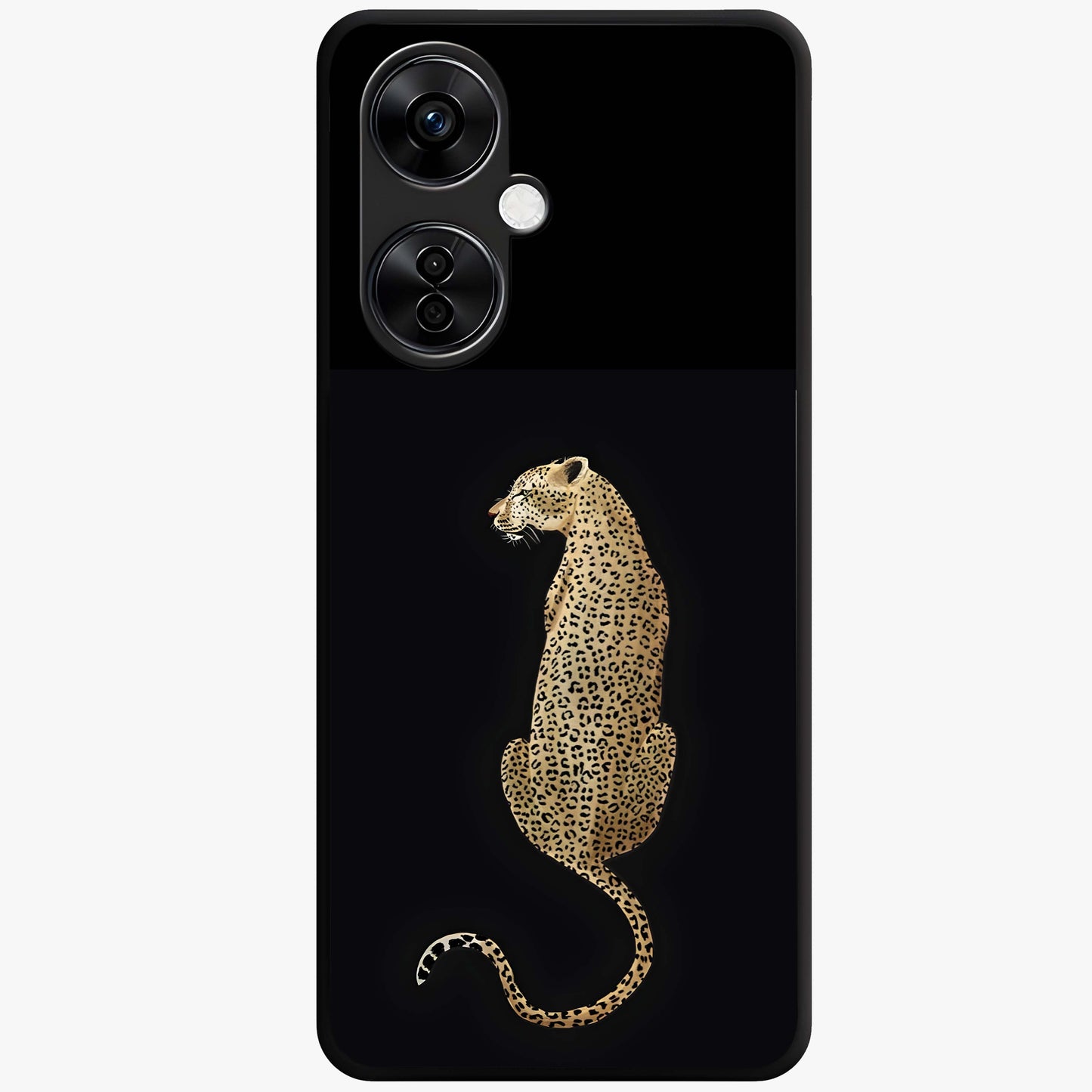 Regal Leopard Glass Case for 1+Nord CE 3 Lite bold front view featuring majestic leopard artwork with rich tones