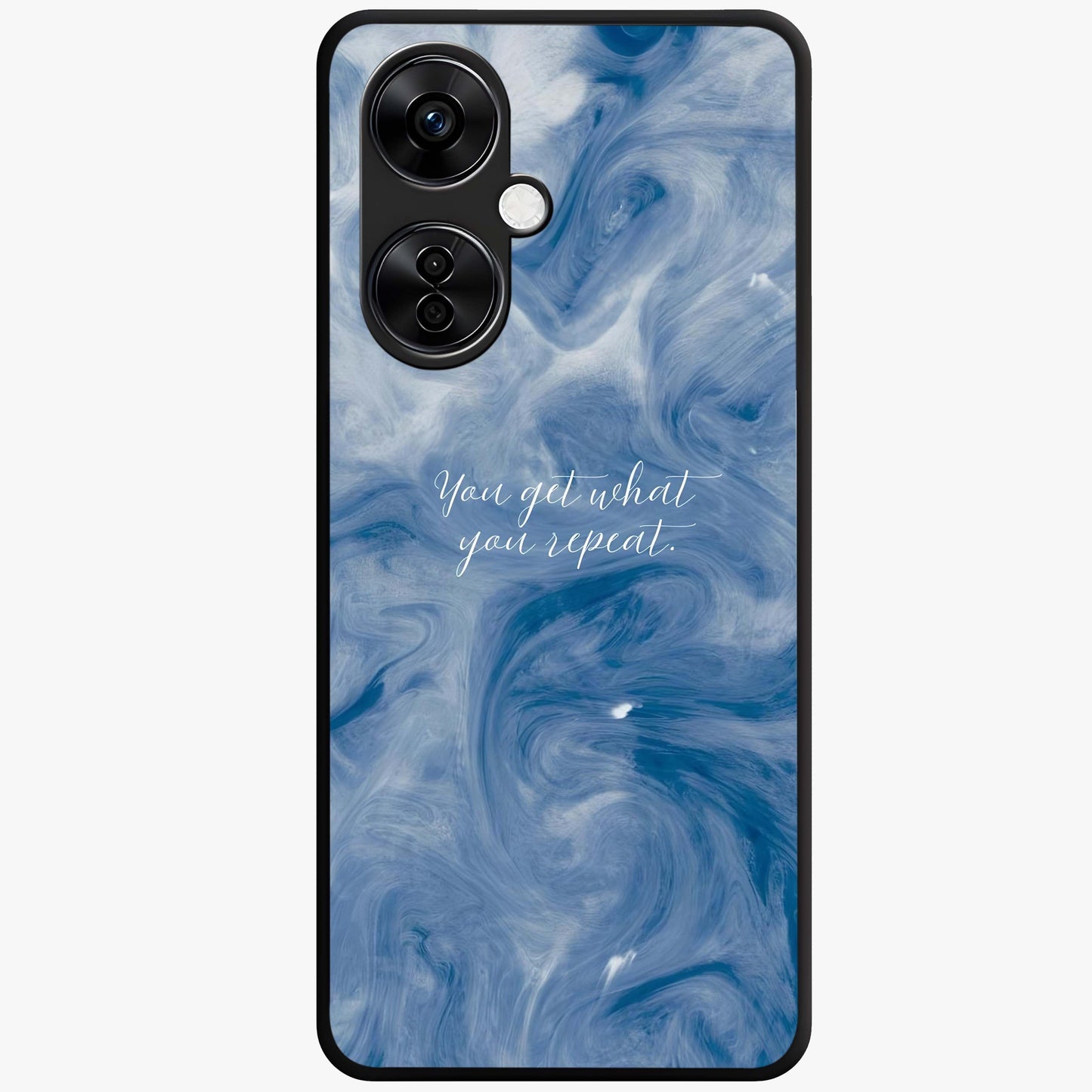 Repeat Your Destiny Glass Case for 1+Nord CE 3 Lite motivational front view featuring bold typography artwork