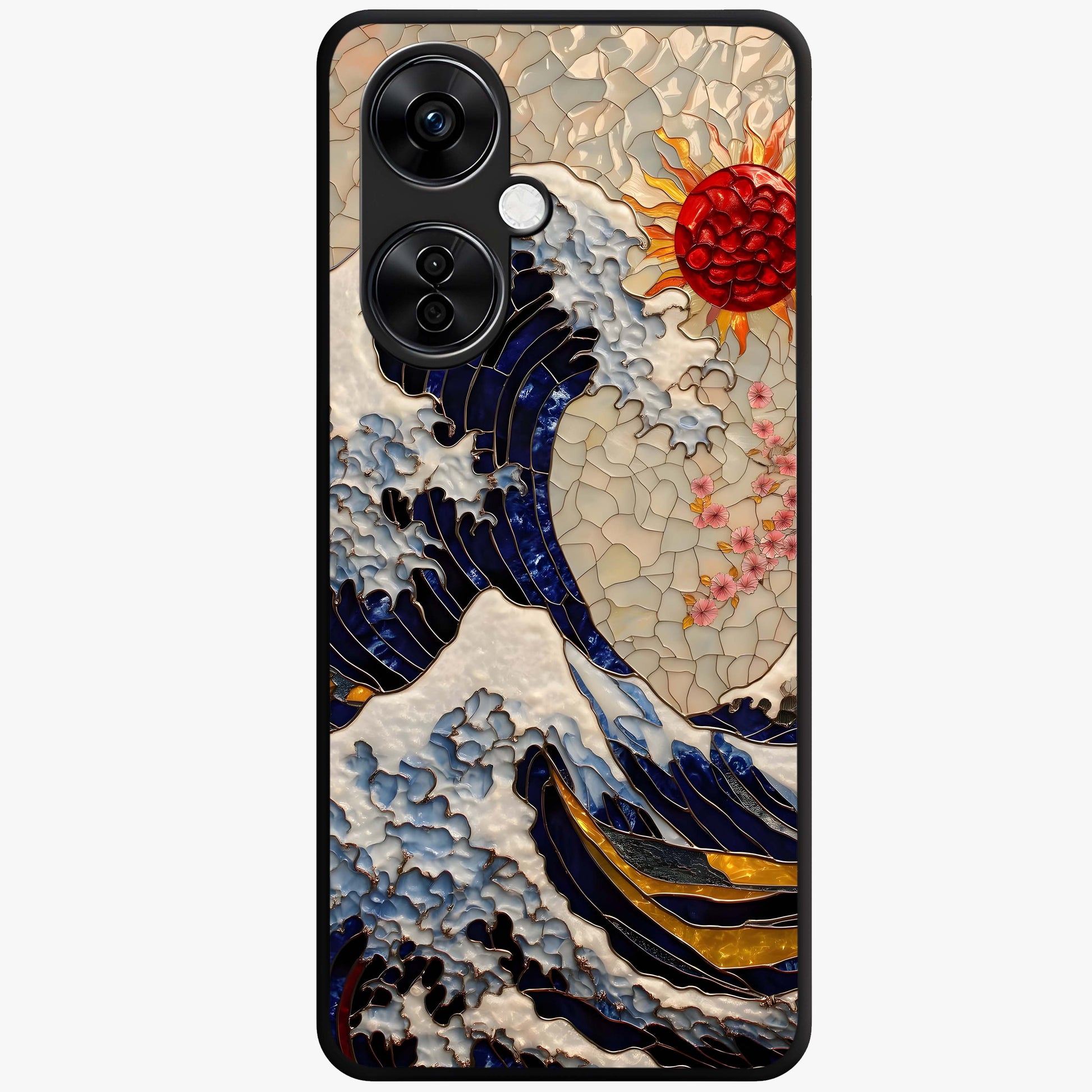 Rising Wave Glory Glass Case for 1+Nord CE 3 Lite dynamic front view featuring powerful wave inspired artwork