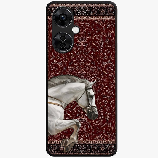 Royal Rider Tapestry Glass Case for 1+Nord CE 3 Lite majestic front view featuring rider artwork in tapestry style