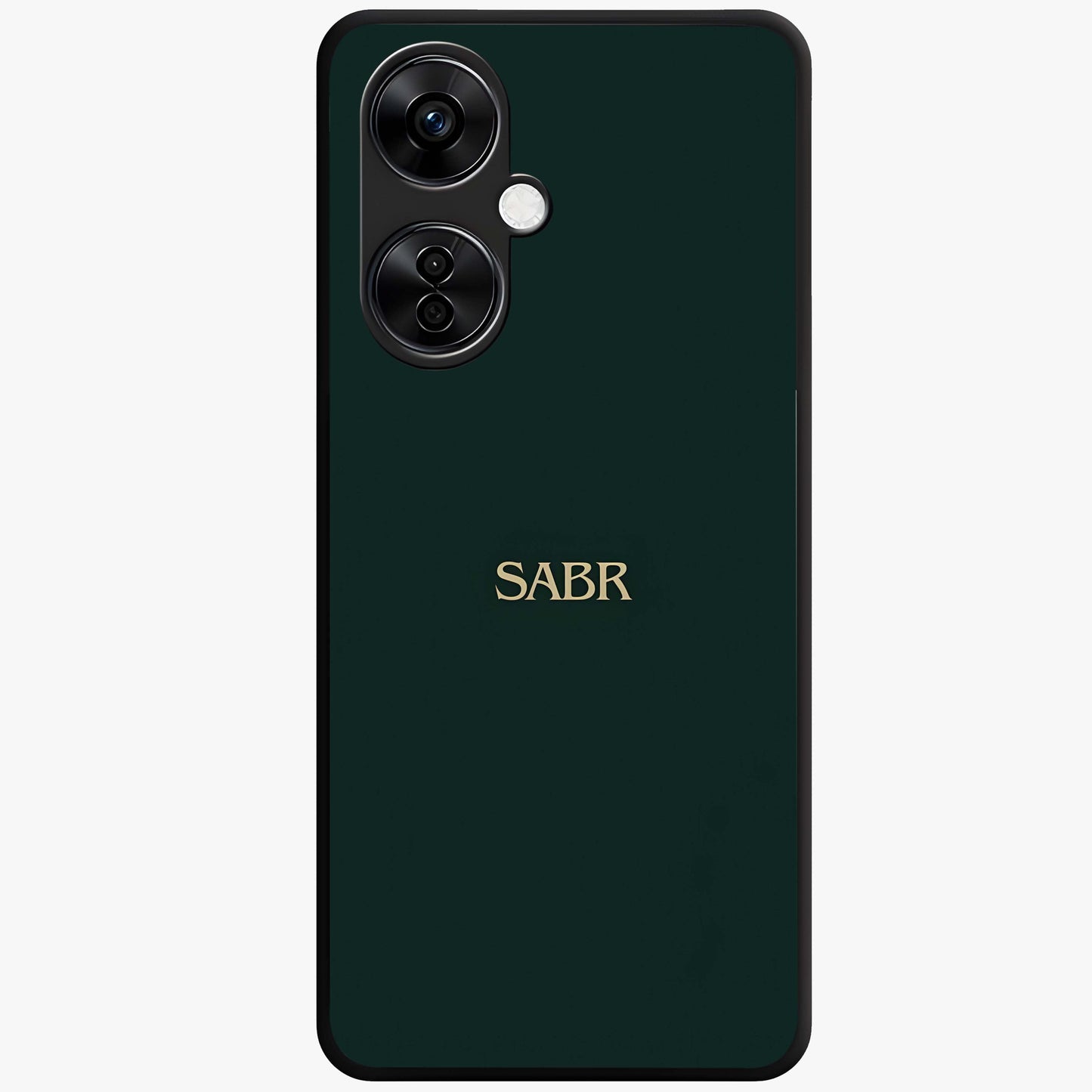 Sabr Minimal Patience Glass Case for 1+Nord CE 3 Lite clean front view featuring minimalist typography artwork