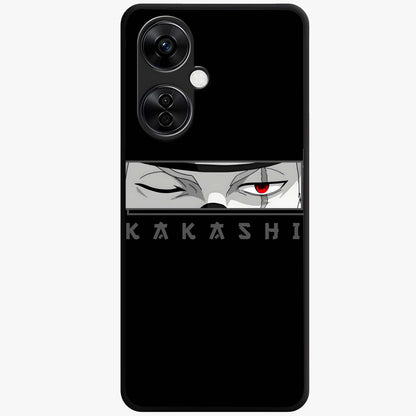 Scarlet Ninja Gaze Glass Case for 1+Nord CE 3 Lite striking front view featuring ninja inspired artwork in crimson tones