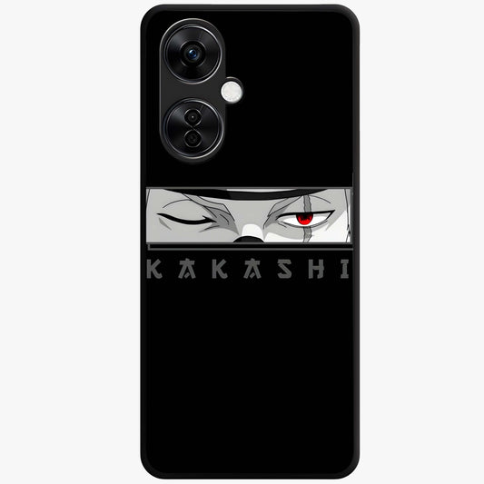 Scarlet Ninja Gaze Glass Case for 1+Nord CE 3 Lite striking front view featuring ninja inspired artwork in crimson tones