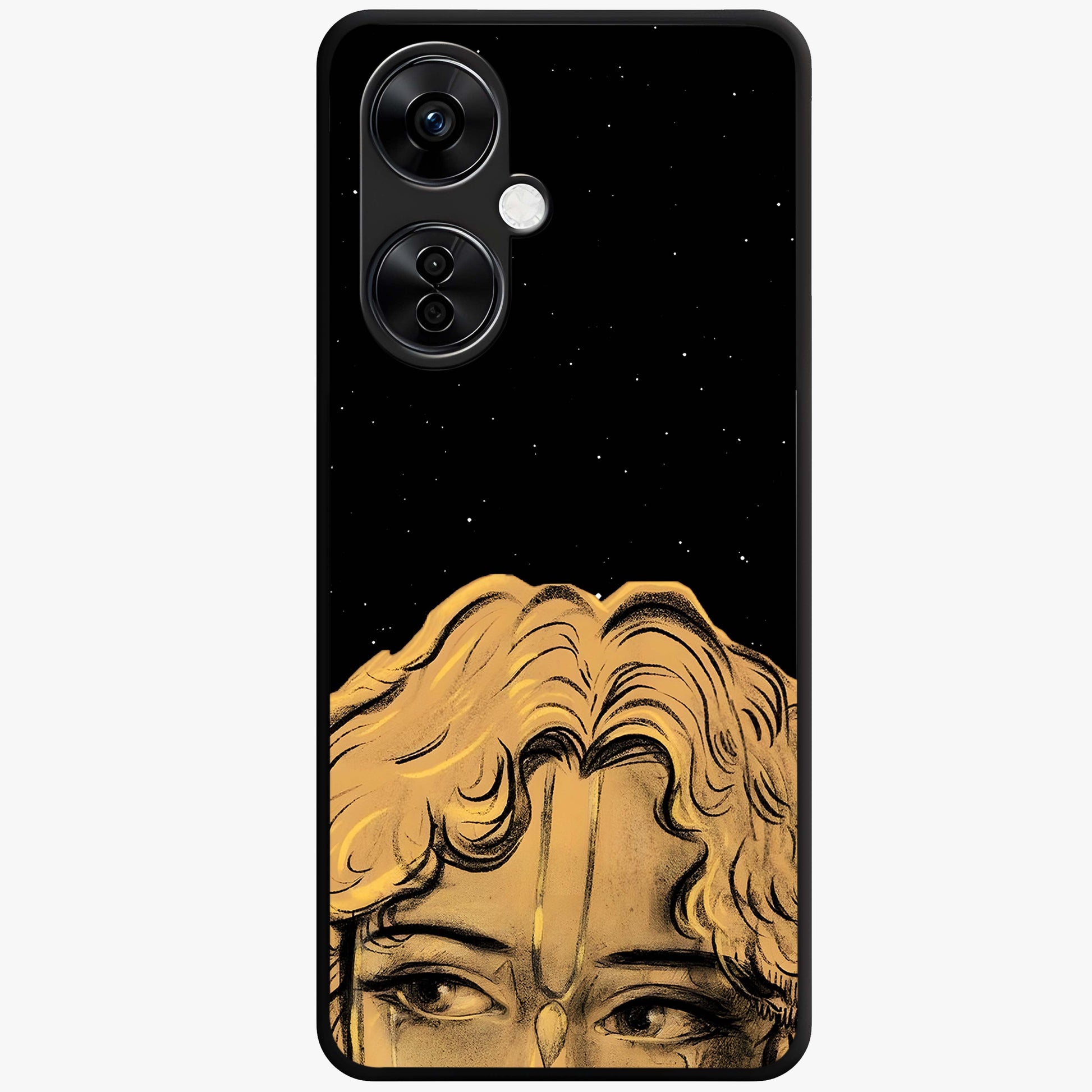 Shri Krishna Art Glass Case for 1+Nord CE 3 Lite devotional front view featuring detailed Krishna inspired artwork