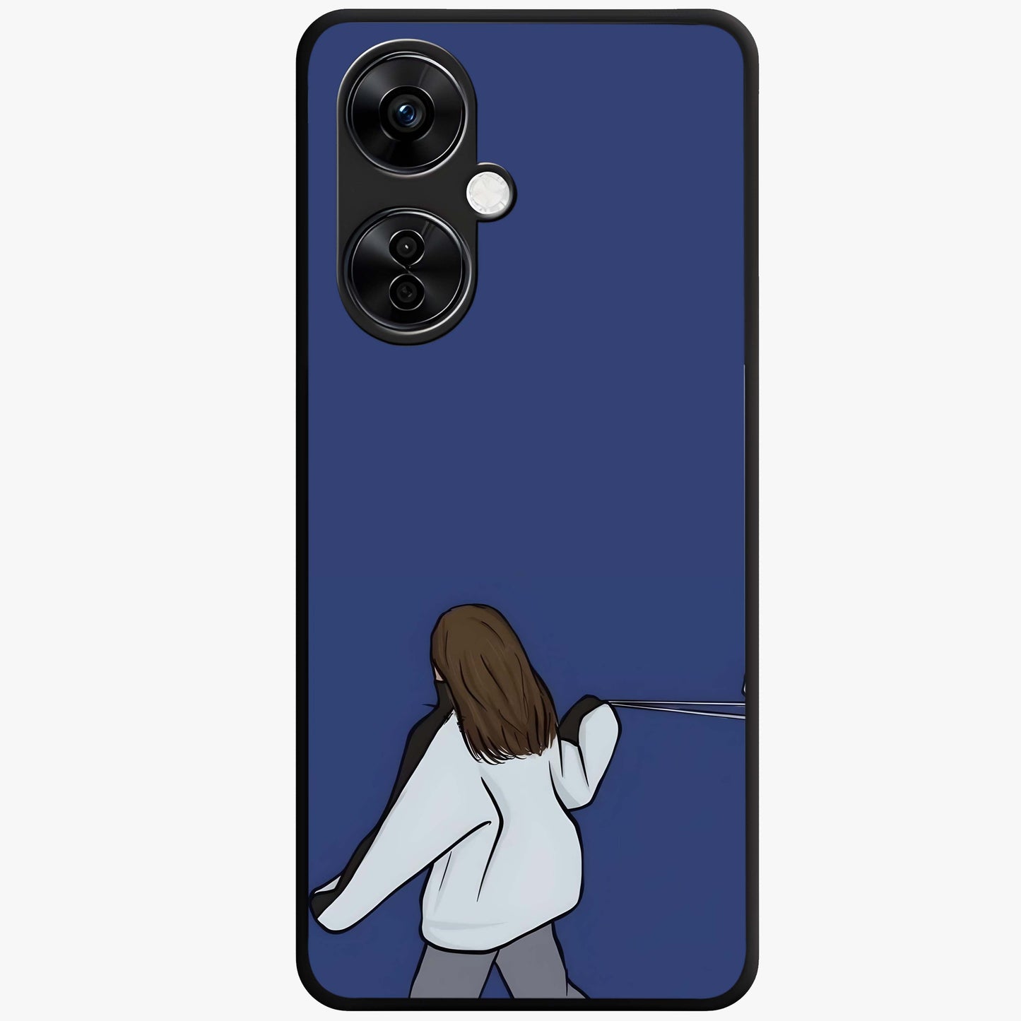 Silent Distance Love Glass Case for 1+Nord CE 3 Lite emotional front view featuring romantic artwork in soft muted tones