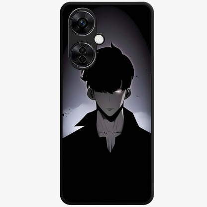 Silent Shadow Awakening Glass Case for 1+Nord CE 3 Lite intense front view featuring dark warrior inspired artwork