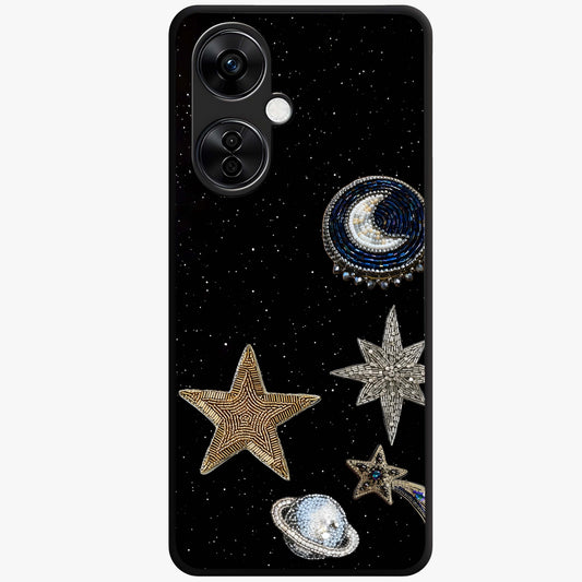 Starlit Cosmic Dreams Glass Case for 1+Nord CE 3 Lite vibrant front view featuring galaxy inspired artistic artwork