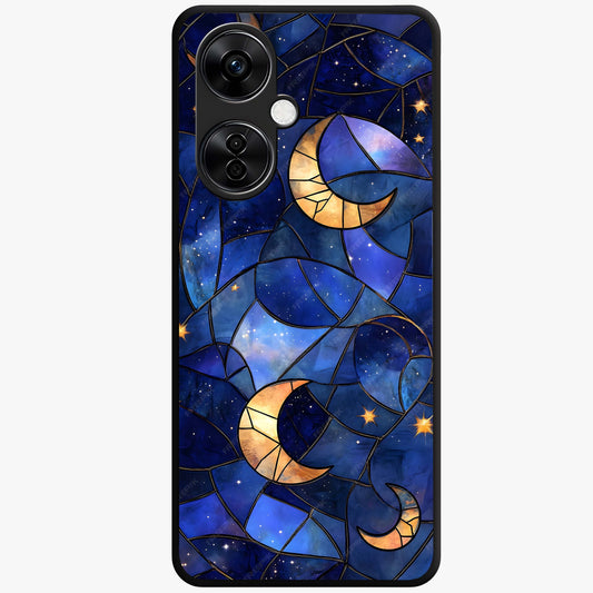 Starlit Sky Tapestry Glass Case for 1+Nord CE 3 Lite elegant front view featuring starry sky artwork in tapestry style