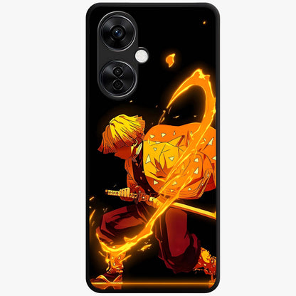 Thunder Flame Execution Glass Case for 1+Nord CE 3 Lite intense front view featuring lightning and flame inspired artwork