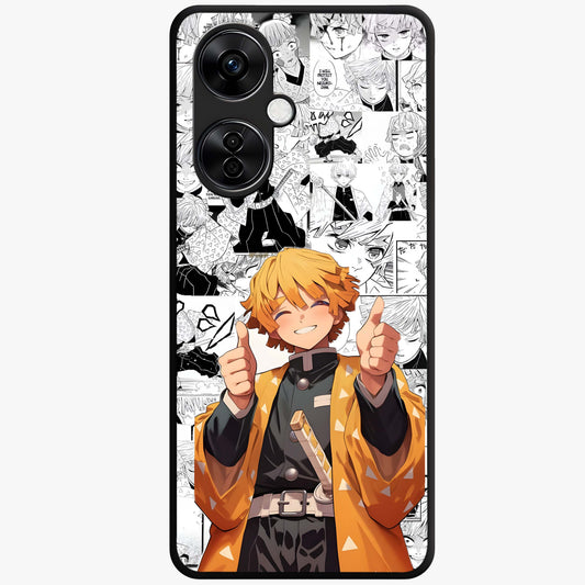 Thunder Smile Hero Glass Case for 1+Nord CE 3 Lite bold front view featuring powerful hero inspired artwork with electric tones