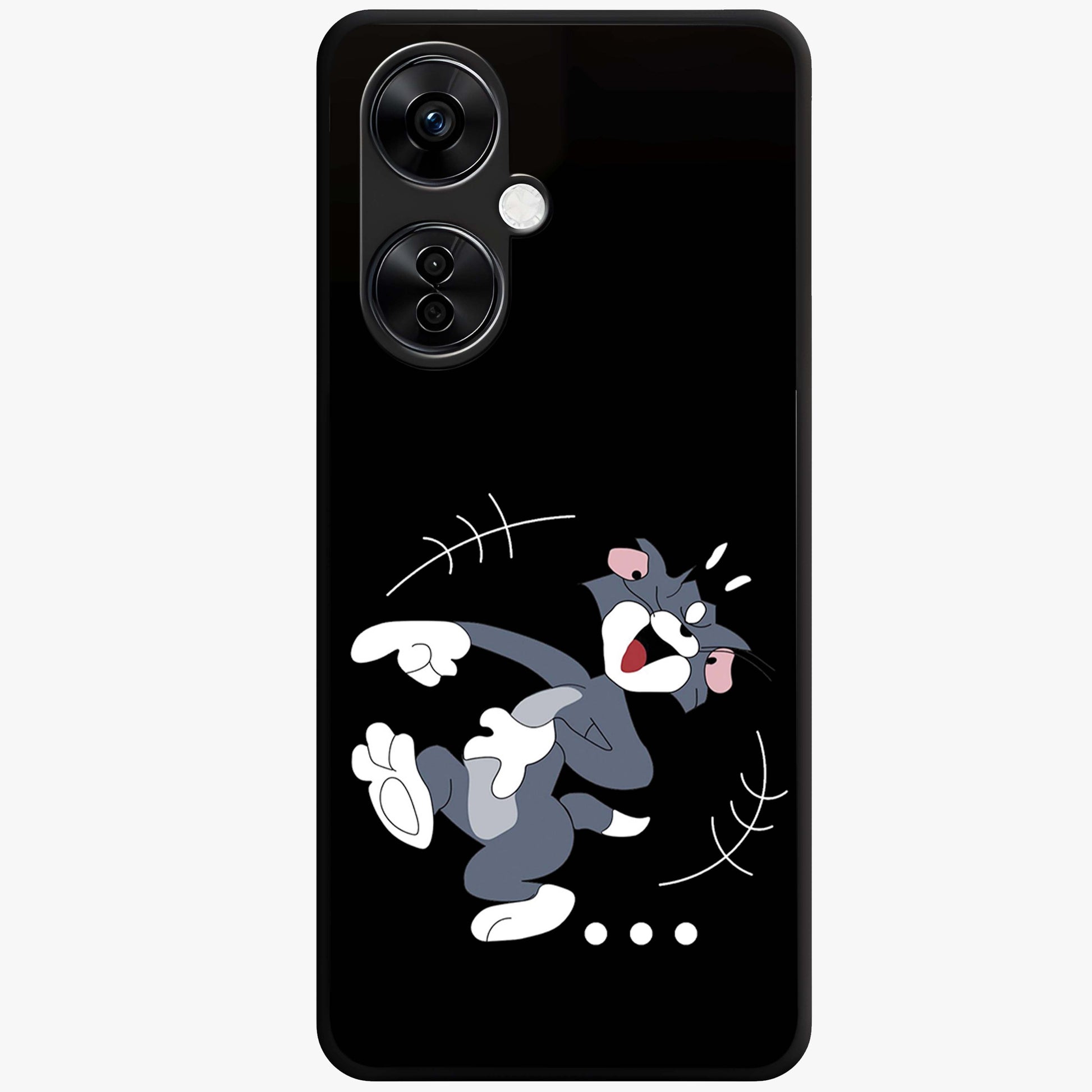 Tom in Trouble Glass Case for 1+Nord CE 3 Lite playful front view featuring animated character artwork in humorous theme