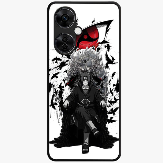 Uchiha Shadow Throne Glass Case for 1+Nord CE 3 Lite intense front view featuring dark anime inspired throne artwork