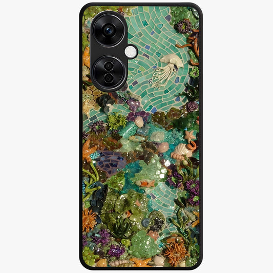 Underwater Mosaic Art Glass Case for 1+Nord CE 3 Lite artistic front view featuring mosaic inspired underwater artwork