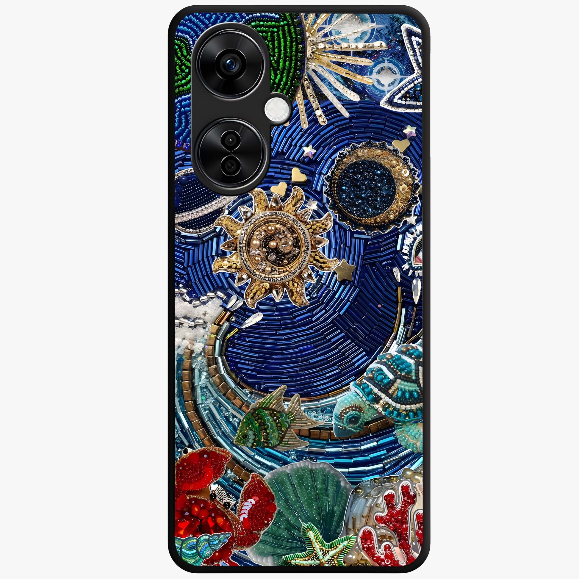 Universe Underwater Spark Glass Case for 1+Nord CE 3 Lite imaginative front view featuring cosmic underwater themed artwork