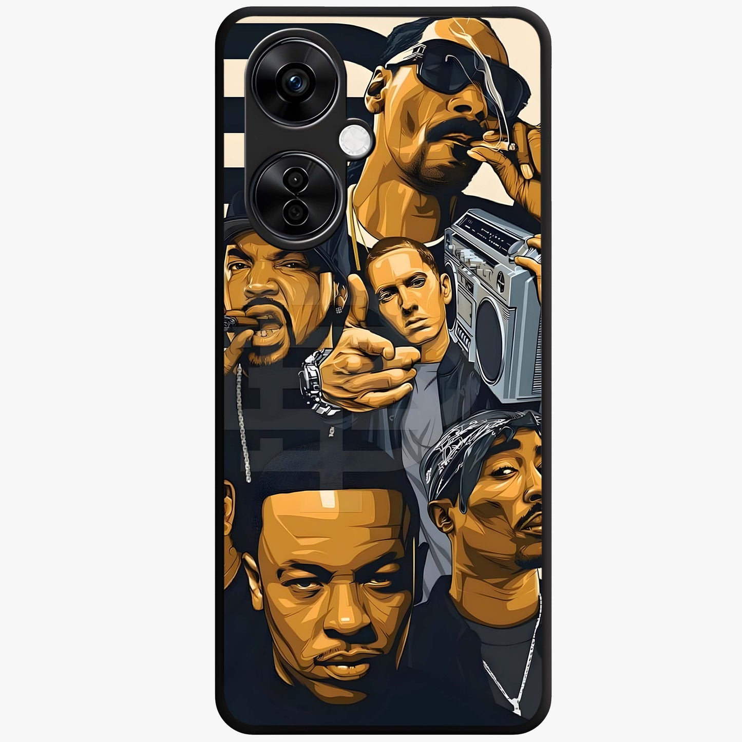 Urban Rap Legends Glass Case for 1+Nord CE 3 Lite bold front view featuring street inspired music artwork
