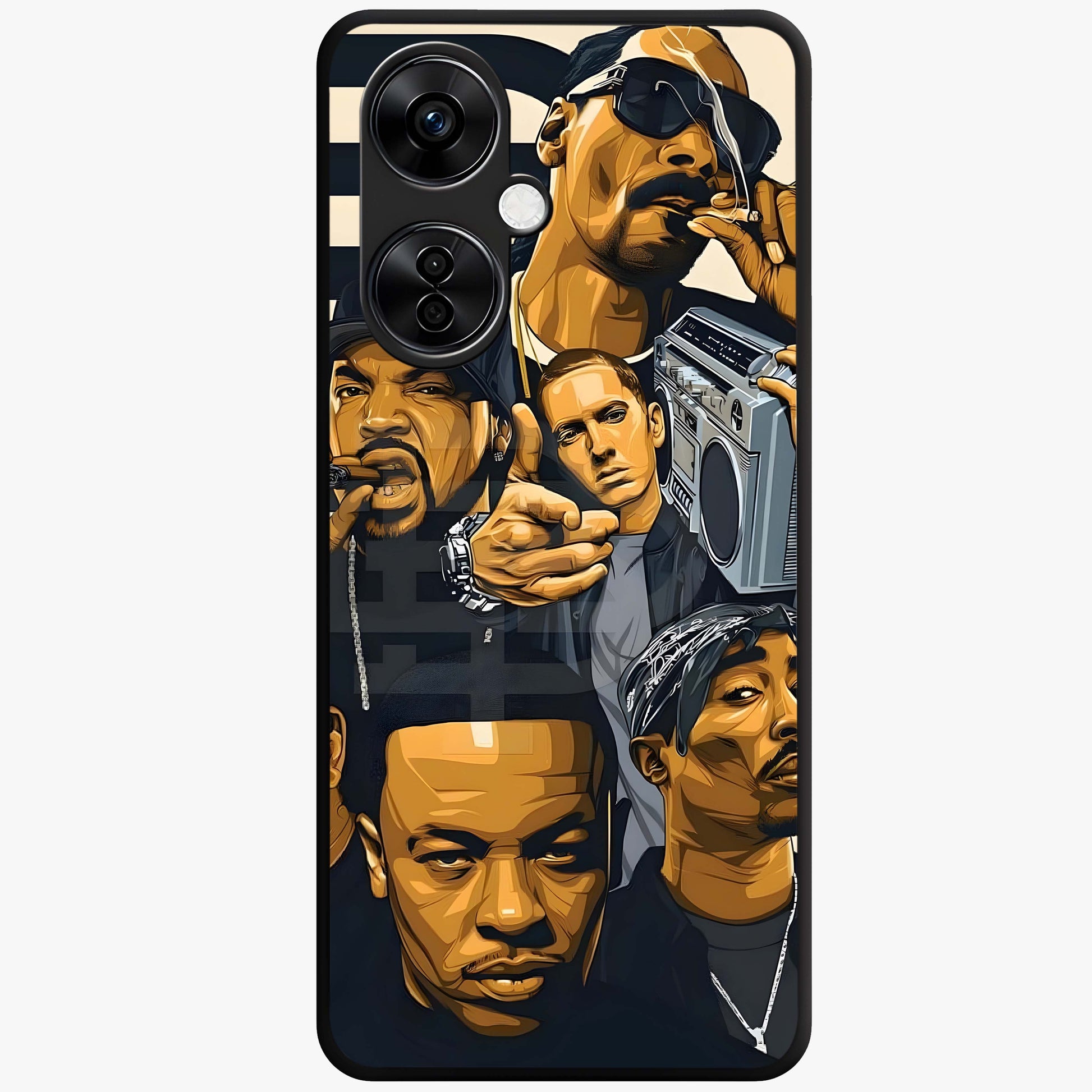 Urban Rap Legends Glass Case for 1+Nord CE 3 Lite bold front view featuring street inspired music artwork