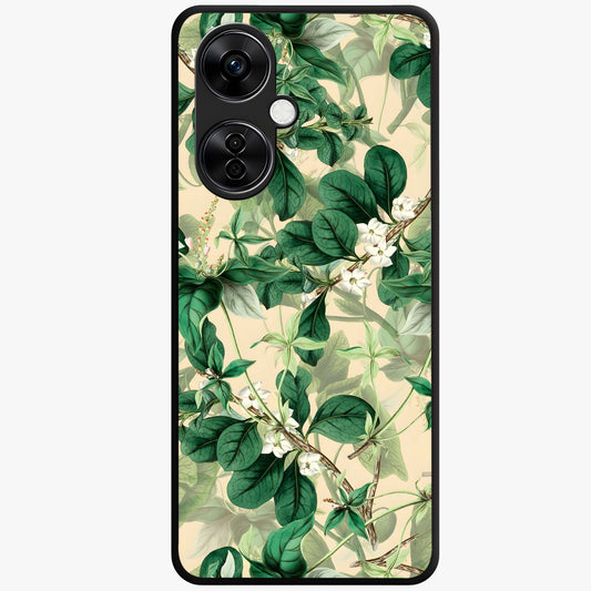 Verdant Garden Whispers Glass Case for 1+Nord CE 3 Lite serene front view featuring lush green floral artwork