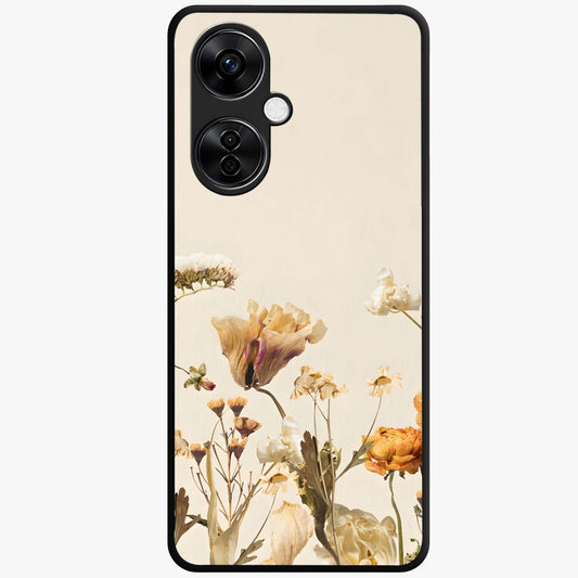 Vintage Petal Love With Custom Name Glass Case for 1+Nord CE 3 Lite romantic front view featuring floral artwork with personalized name detail