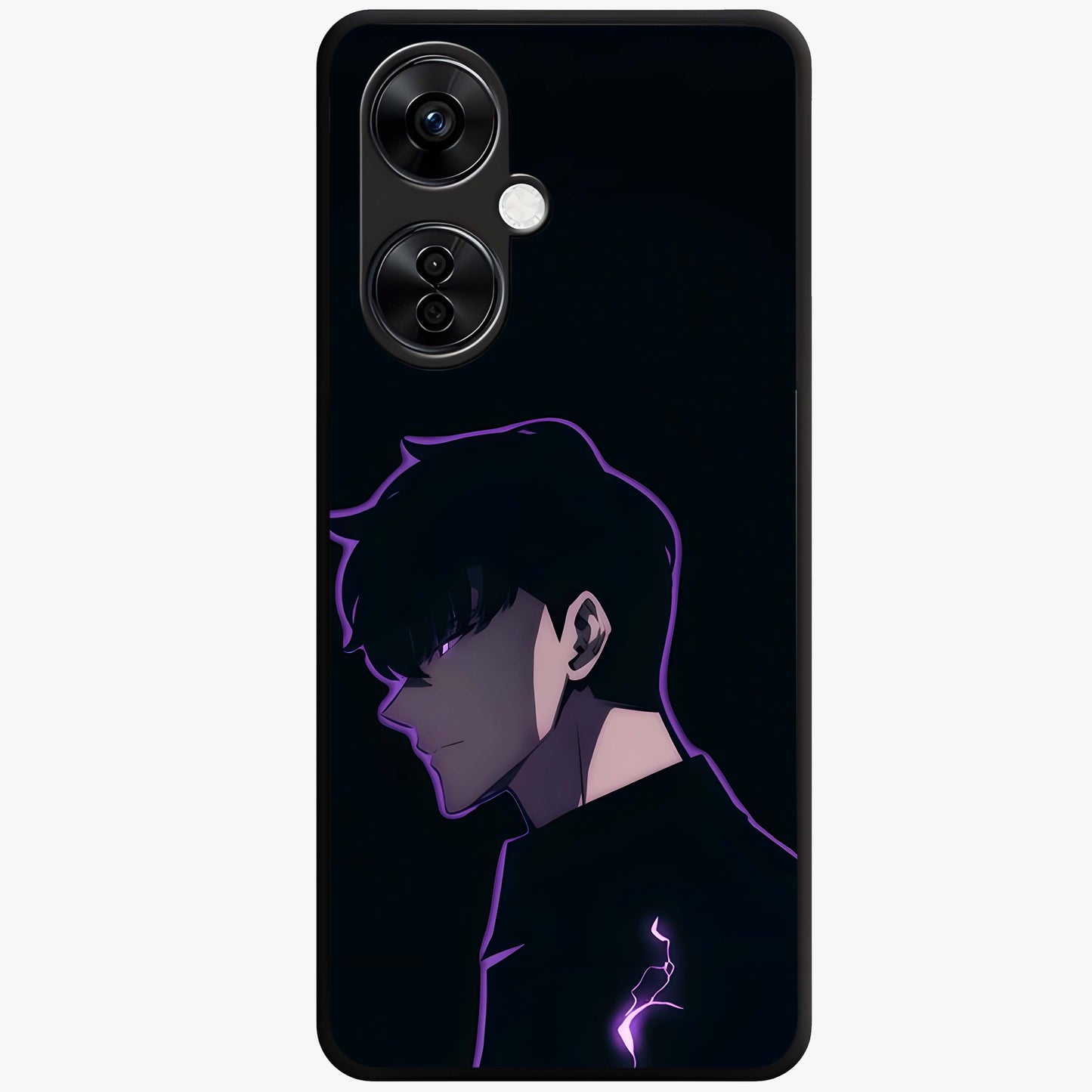 Void Lightning Phantom Glass Case for 1+Nord CE 3 Lite electrifying front view featuring lightning inspired dark artwork