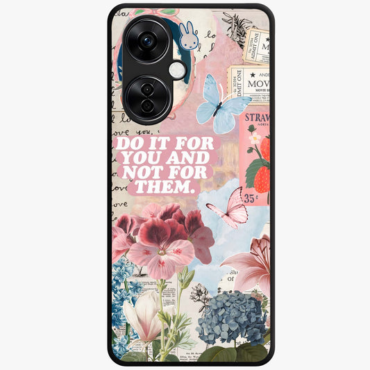 Whimsical Vintage Aesthetic Glass Case for 1+Nord CE 3 Lite charming front view featuring dreamy retro inspired artwork