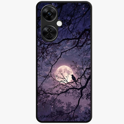 Whispering Moon Silence Glass Case for 1+Nord CE 3 Lite serene front view featuring moon inspired artwork in calm night tones