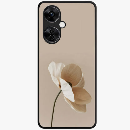 Whispering Petals Glass Case for 1+Nord CE 3 Lite graceful front view featuring subtle floral artwork with airy vibe