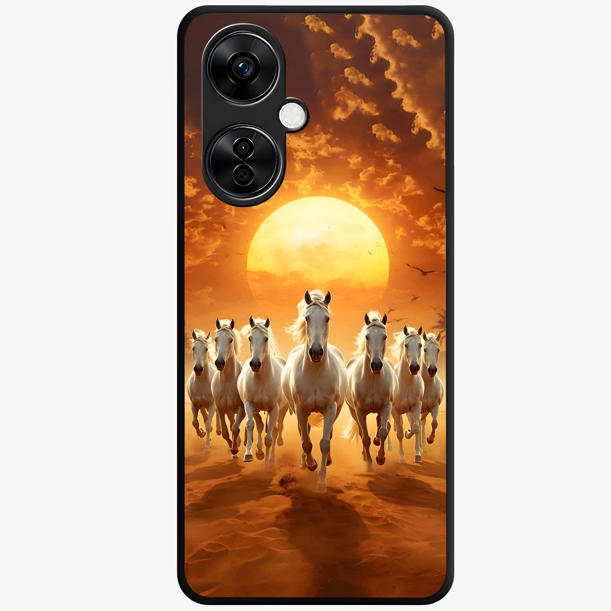 Wild Sunset Majesty Glass Case for 1+Nord CE 3 Lite dramatic front view featuring bold sunset landscape artwork