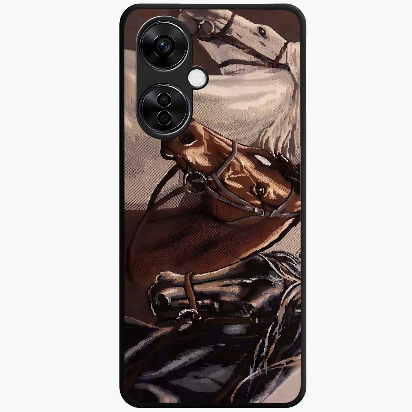 Wild Trio Gallop Glass Case for 1+Nord CE 3 Lite powerful front view featuring three horses in motion with dynamic artwork