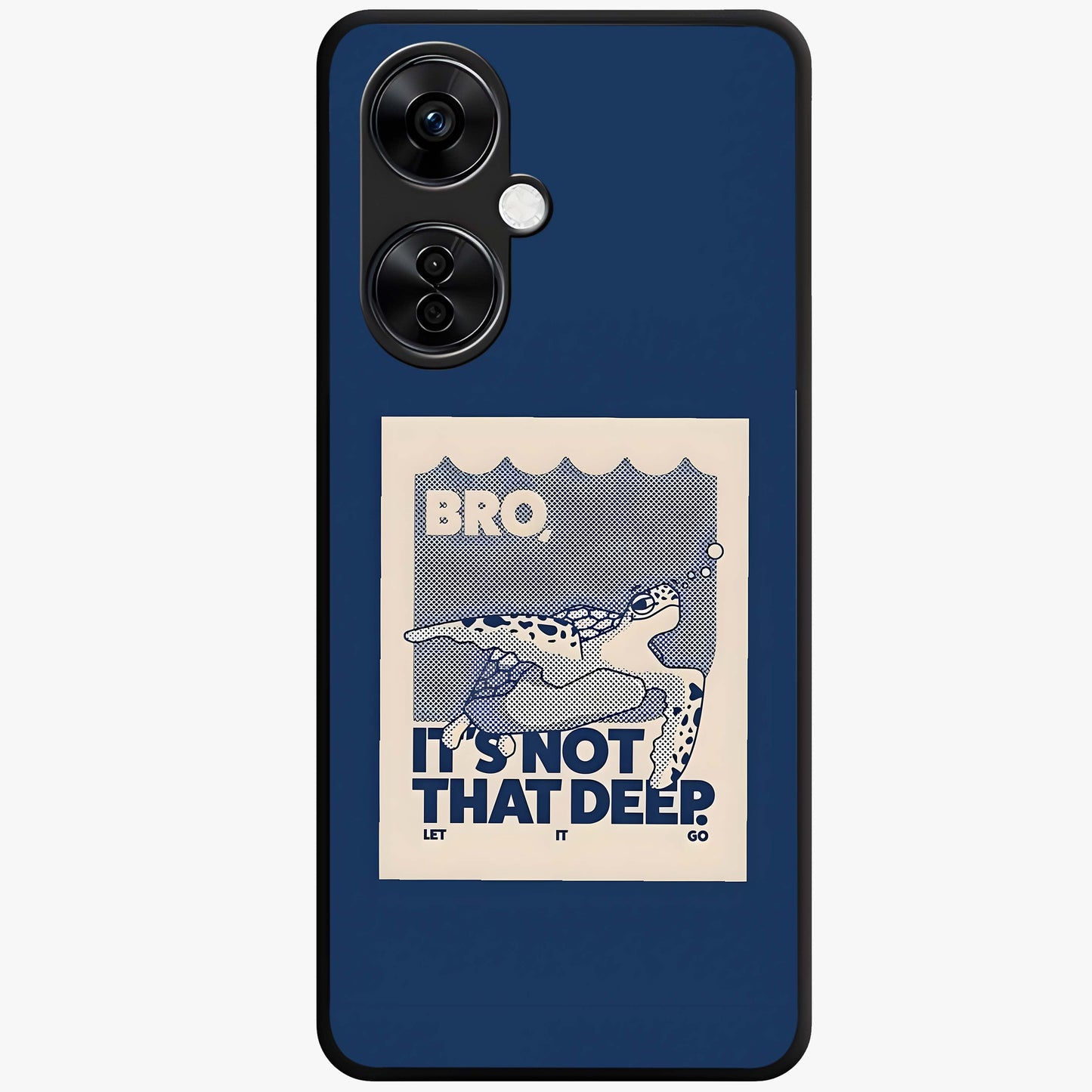 Worry Less Swim Glass Case for 1+Nord CE 3 Lite uplifting front view featuring motivational typography with aquatic theme
