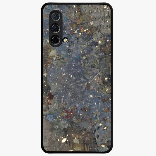 Aesthetic Astrolophia Glass Case showing flat back view with dreamy aesthetic design and glossy glass finish.