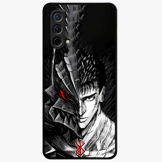 Berserker Blood Oath Glass Case showing flat back view with fierce warrior inspired artwork and glossy glass finish.