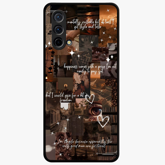 Bittersweet Aesthetic Chaos Glass Case showing flat back view with artistic chaotic aesthetic design and glossy glass finish.